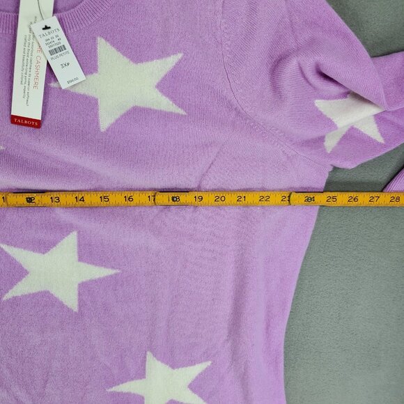 New Talbots‎ 3XP Lilac Pink Cashmere Star Sweater Preppy Soft Casual Crew Neck - Picture 4 of 5